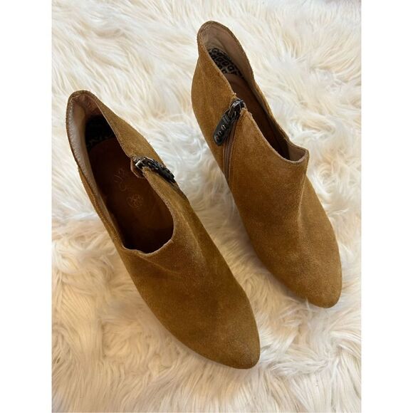 Matt Bernson Suede booties tan cut out ankle size 9.5 platform - Picture 3 of 8